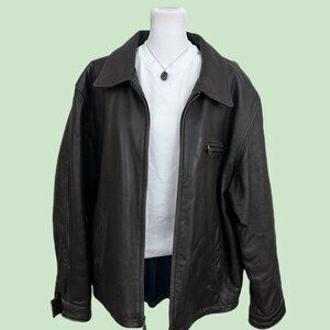 vintage 90 chocolate brown distressed chunk genuine leather bomber jacket